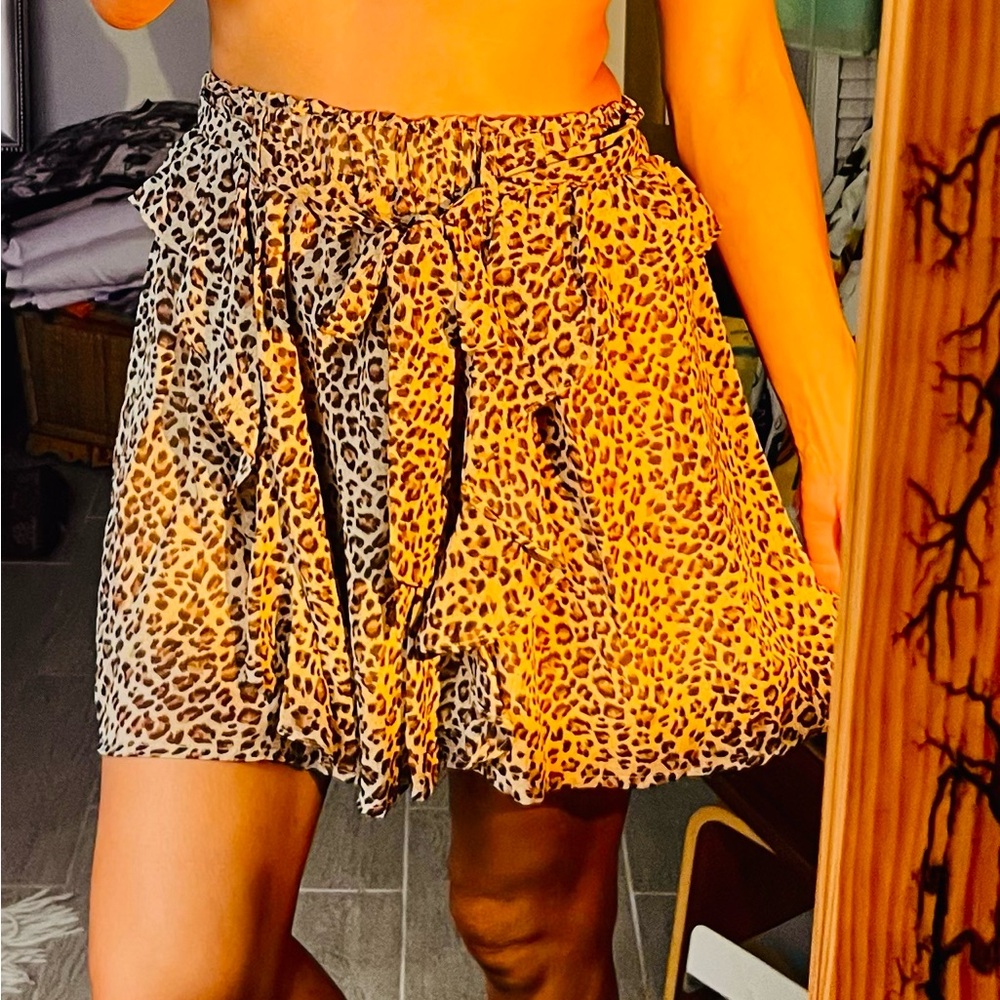 Love Riche Gold Tan Mini Skater Skirt Size S